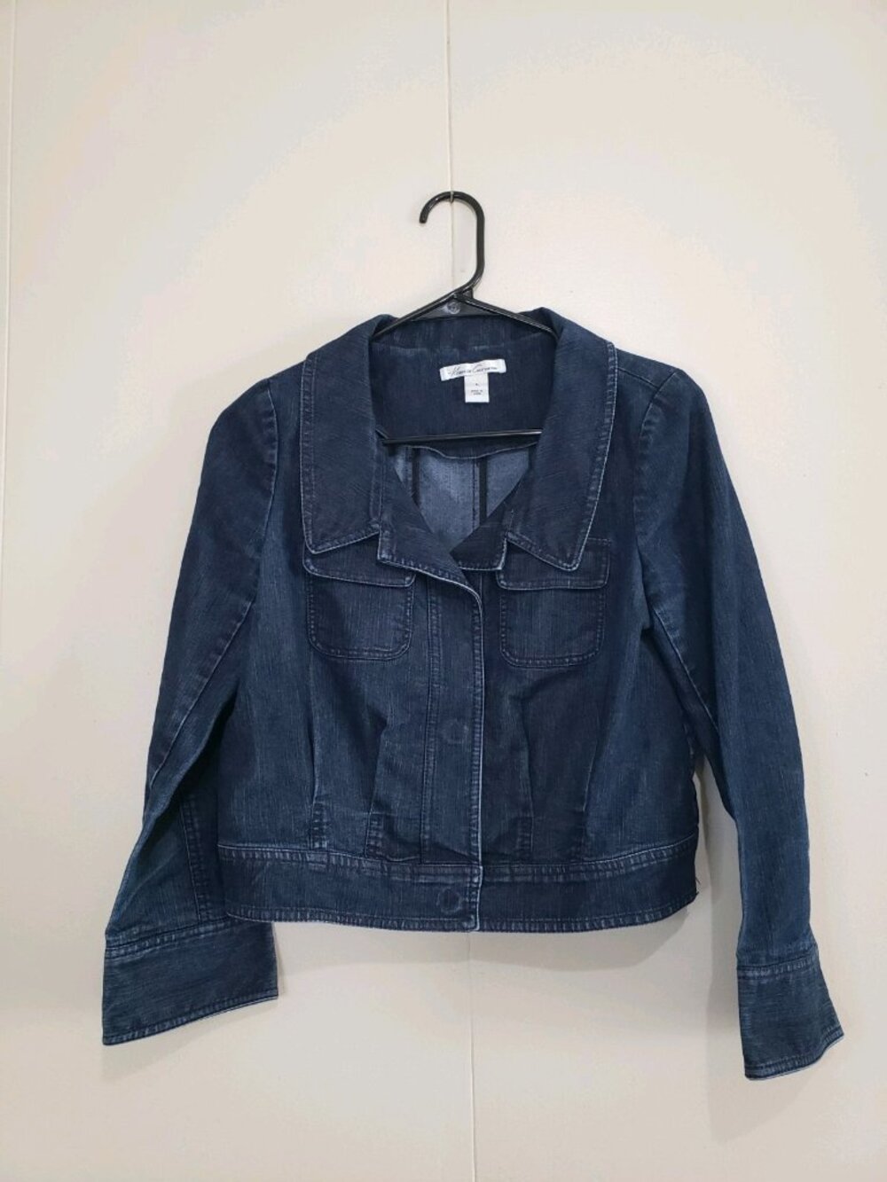 Kenneth Cole New York Womens 4 Jean Jacket Med Wash Denim Cropped Micro Pockets